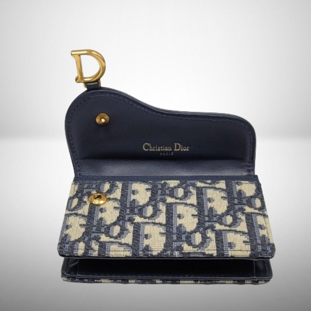 CHRISTIAN DIOR NEW SADDLE CARDHOLDER IN OBLIQUE BLUE CANVAS - Picture 6 of 10